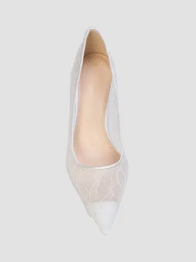 Black Suede Studio Women's Mia 80MM Lace Pumps - Ivory Lace - Size 12 | Thumbnail 3