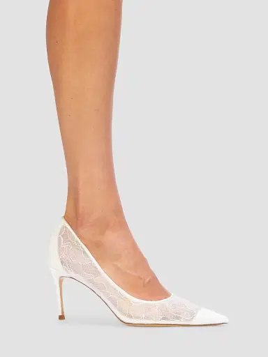 Black Suede Studio Women's Mia 80MM Lace Pumps - Ivory Lace - Size 12 | Thumbnail 5