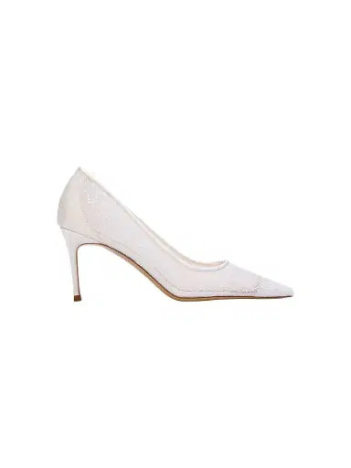 Black Suede Studio Women's Mia 80MM Lace Pumps - Ivory Lace - Size 12 | Thumbnail 1