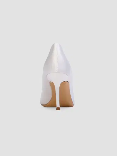 Black Suede Studio Women's Mia 80MM Satin Pumps - White Satin - Size 12 | Thumbnail 4