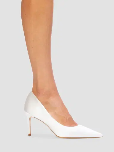 Black Suede Studio Women's Mia 80MM Satin Pumps - White Satin - Size 12 | Thumbnail 5
