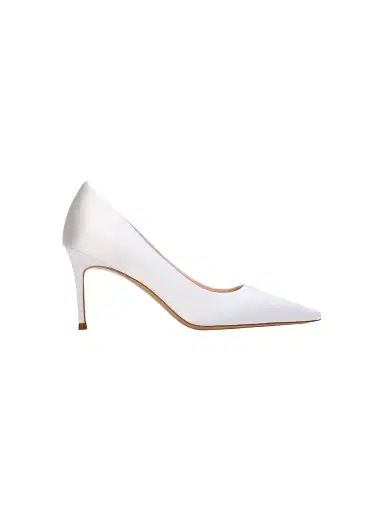 Black Suede Studio Women's Mia 80MM Satin Pumps - White Satin - Size 12 | Thumbnail 1