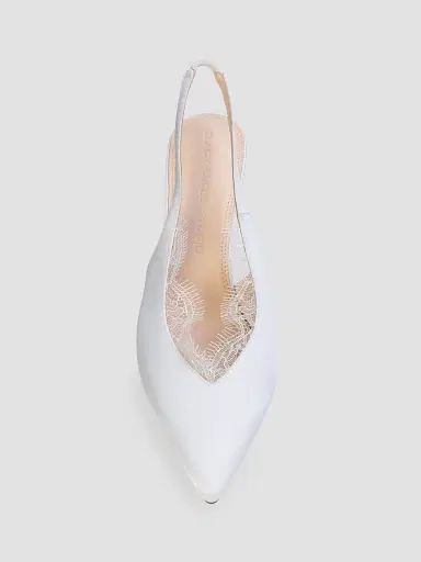 Black Suede Studio Women's Royale 80MM Satin Pumps - White Satin - Size 12 | Thumbnail 4