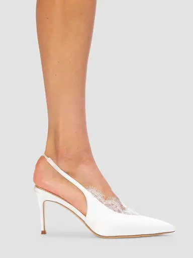 Black Suede Studio Women's Royale 80MM Satin Pumps - White Satin - Size 12 | Thumbnail 5