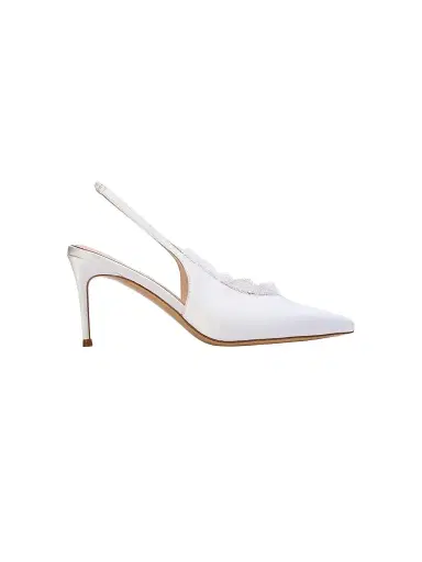 Black Suede Studio Women's Royale 80MM Satin Pumps - White Satin - Size 12 | Thumbnail 1