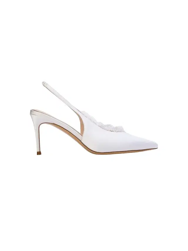 Black Suede Studio Women's Royale 80MM Satin Pumps - White Satin