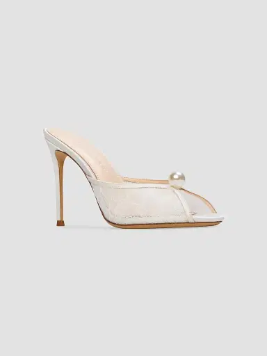 Black Suede Studio Women's Sadie 100MM Lace Sandals - Ivory Lace - Size 12 | Thumbnail 2