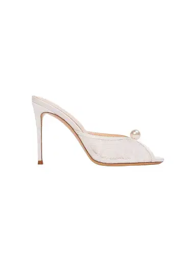 Black Suede Studio Women's Sadie 100MM Lace Sandals - Ivory Lace - Size 12 | Thumbnail 1