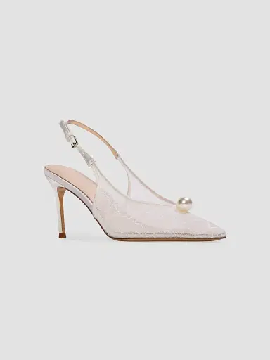 Black Suede Studio Women's Reina 80MM Lace Pumps - Ivory Lace - Size 12 | Thumbnail 2