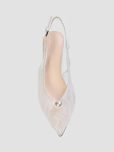 Black Suede Studio Women's Reina 80MM Lace Pumps - Ivory Lace - Size 12 | Thumbnail 3