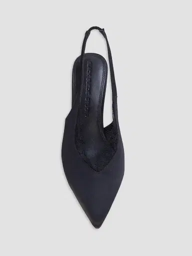 Black Suede Studio Women's Royale 80MM Satin Pumps - Black Satin - Size 12 | Thumbnail 4