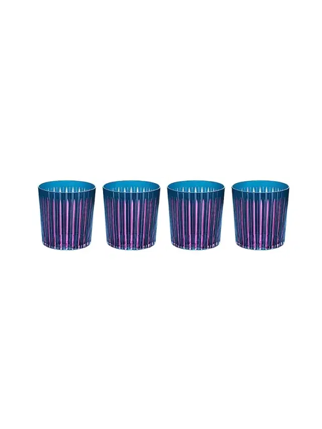L'Objet The Prism 4-Piece Double Old-Fashioned Glasses - Blue