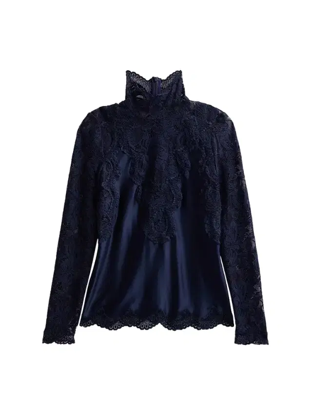 Rabanne Women's Haut Lace Satin Blouse - Deep Navy