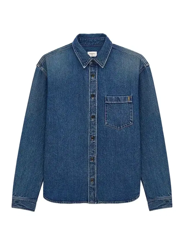 Saint Laurent Men's Cassandre Shirt in Denim - Reef Blue
