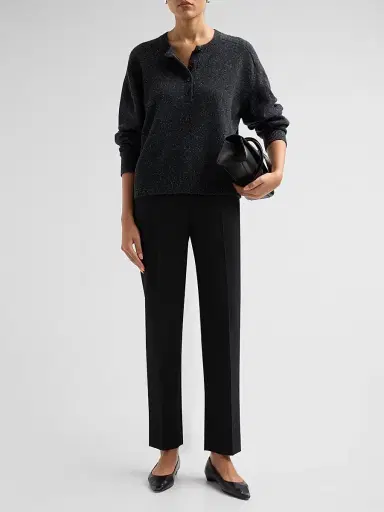 Loulou de Saison Women's Malo Saddle-Sleeve Sweater - Peppered Anthracite | Thumbnail 2 Loulou de Saison Women's Malo Saddle-Sleeve Sweater - Peppered Anthracite | Thumbnail 2