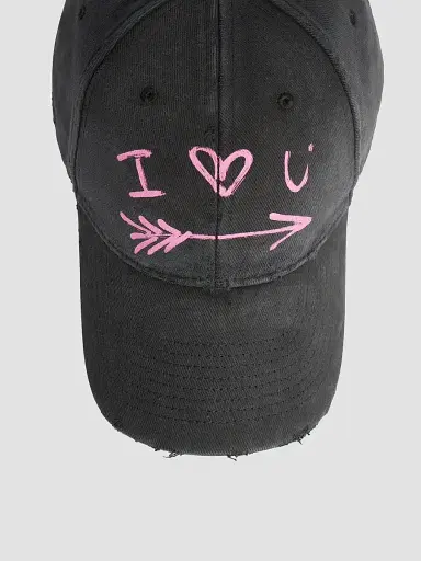 Balenciaga Men's I Love U Baseball Cap - Black | Thumbnail 3 Balenciaga Men's I Love U Baseball Cap - Black | Thumbnail 3