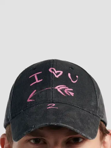 Balenciaga Men's I Love U Baseball Cap - Black | Thumbnail 4 Balenciaga Men's I Love U Baseball Cap - Black | Thumbnail 4