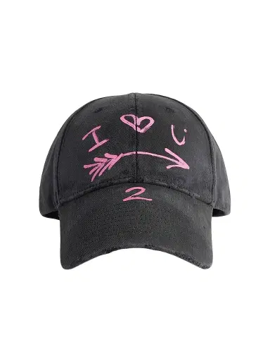 Balenciaga Men's I Love U Baseball Cap - Black | Thumbnail 1 Balenciaga Men's I Love U Baseball Cap - Black | Thumbnail 1