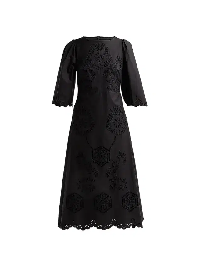 Maison Common Women's Broderie Anglaise A-Line Midi Dress - Black