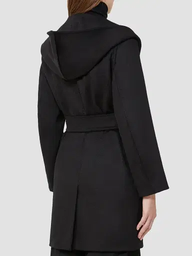 Max Mara Women's Rialto Camel Hair Hooded Wrap Coat - Black - Size 16 | Thumbnail 4