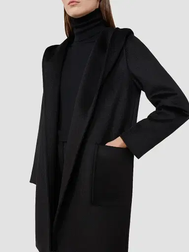 Max Mara Women's Rialto Camel Hair Hooded Wrap Coat - Black - Size 16 | Thumbnail 5