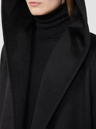 Max Mara Women's Rialto Camel Hair Hooded Wrap Coat - Black - Size 16 | Thumbnail 6
