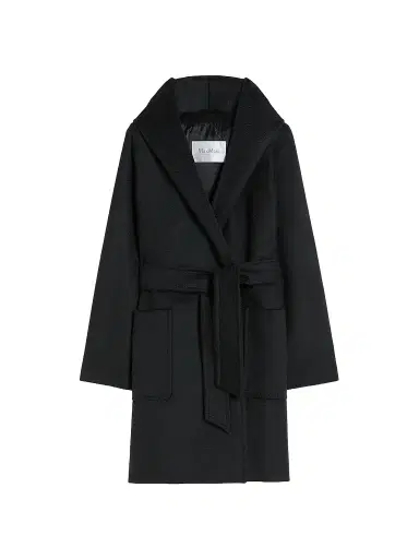 Max Mara Women's Rialto Camel Hair Hooded Wrap Coat - Black - Size 16 | Thumbnail 1