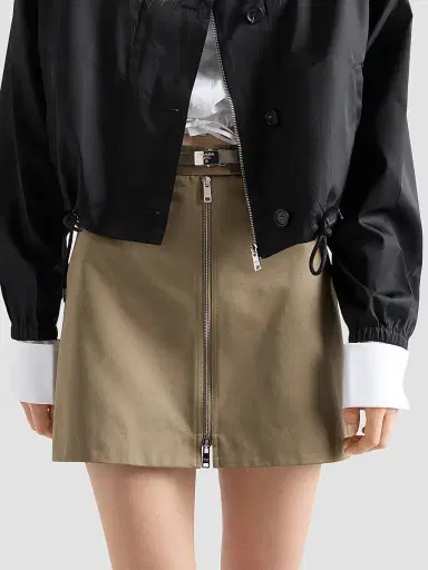 Prada Women's Chino Mini-Skirt with Zipper - Khaki - Size 10 | Thumbnail 3 Prada Women's Chino Mini-Skirt with Zipper - Khaki - Size 10 | Thumbnail 3