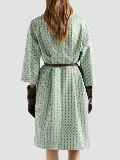 Prada Women's Single-Breasted Floral Jacquard Duchesse Coat - Green - Size 4 | Thumbnail 3 Prada Women's Single-Breasted Floral Jacquard Duchesse Coat - Green - Size 4 | Thumbnail 3