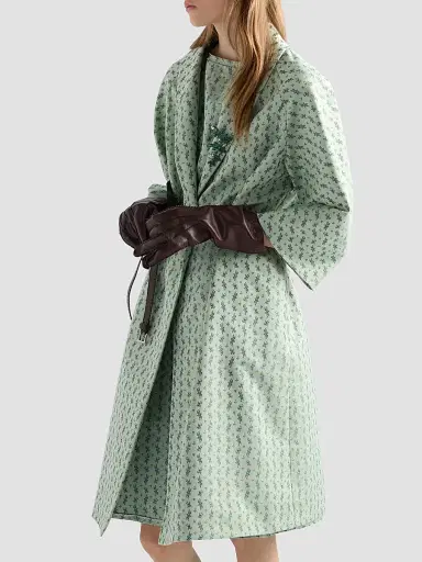 Prada Women's Single-Breasted Floral Jacquard Duchesse Coat - Green - Size 4 | Thumbnail 4 Prada Women's Single-Breasted Floral Jacquard Duchesse Coat - Green - Size 4 | Thumbnail 4