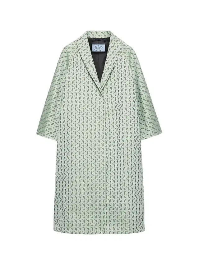 Prada Women's Single-Breasted Floral Jacquard Duchesse Coat - Green