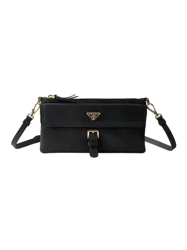 Prada Women's Nappa Leather Wallet with Shoulder Strap - Black | Thumbnail 1 Prada Women's Nappa Leather Wallet with Shoulder Strap - Black | Thumbnail 1