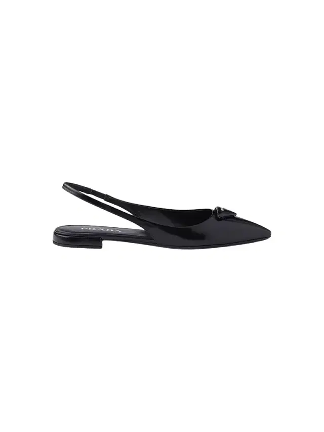 Prada Women's Brushed Leather Slingback Ballerinas - Black