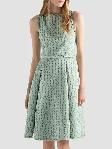 Prada Women's Floral Print Duchess Dress - Green - Size 6 | Thumbnail 3 Prada Women's Floral Print Duchess Dress - Green - Size 6 | Thumbnail 3