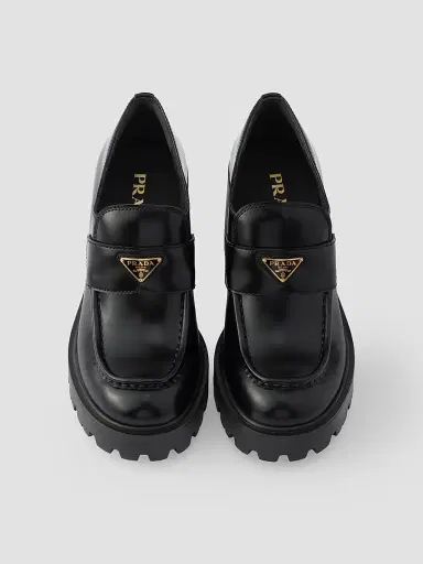 Prada Women's Brushed Leather Loafers | Thumbnail 4 Prada Women's Brushed Leather Loafers | Thumbnail 4