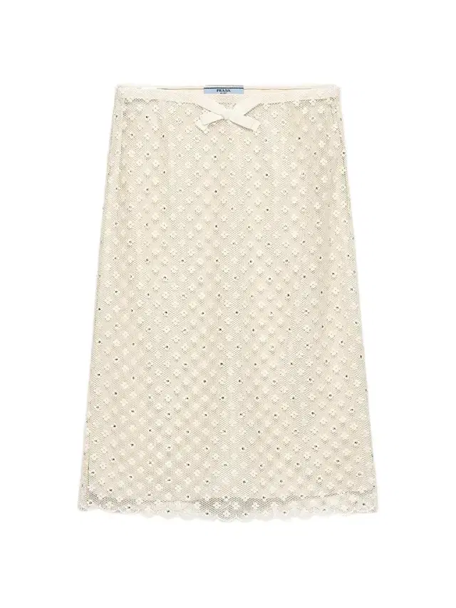 Prada Women's Embroidered Lace Skirt - Beige