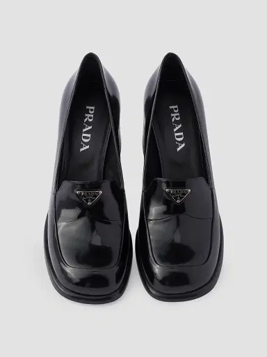 Prada Women's Brushed Leather Loafers - Black - Size 10 | Thumbnail 2