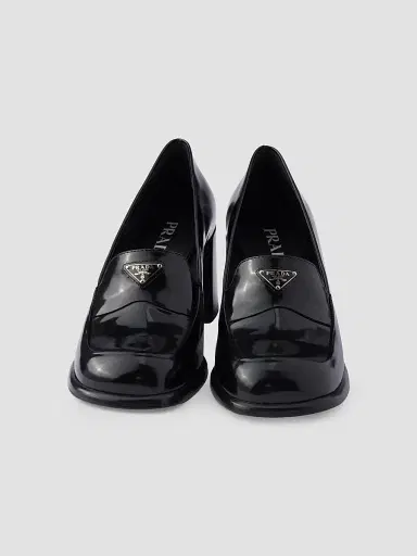 Prada Women's Brushed Leather Loafers - Black - Size 10 | Thumbnail 4