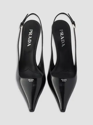 Prada Women's Brushed Leather Slingback Pumps - Black - Size 10 | Thumbnail 2 Prada Women's Brushed Leather Slingback Pumps - Black - Size 10 | Thumbnail 2