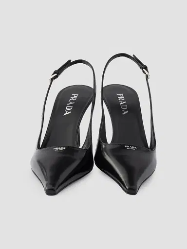 Prada Women's Brushed Leather Slingback Pumps - Black - Size 10 | Thumbnail 4 Prada Women's Brushed Leather Slingback Pumps - Black - Size 10 | Thumbnail 4