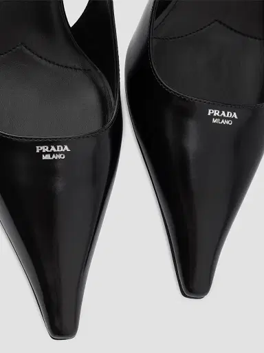 Prada Women's Brushed Leather Slingback Pumps - Black - Size 10 | Thumbnail 5 Prada Women's Brushed Leather Slingback Pumps - Black - Size 10 | Thumbnail 5