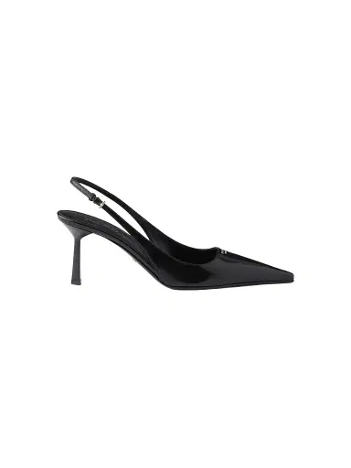 Prada Women's Brushed Leather Slingback Pumps - Black - Size 10 | Thumbnail 1 Prada Women's Brushed Leather Slingback Pumps - Black - Size 10 | Thumbnail 1