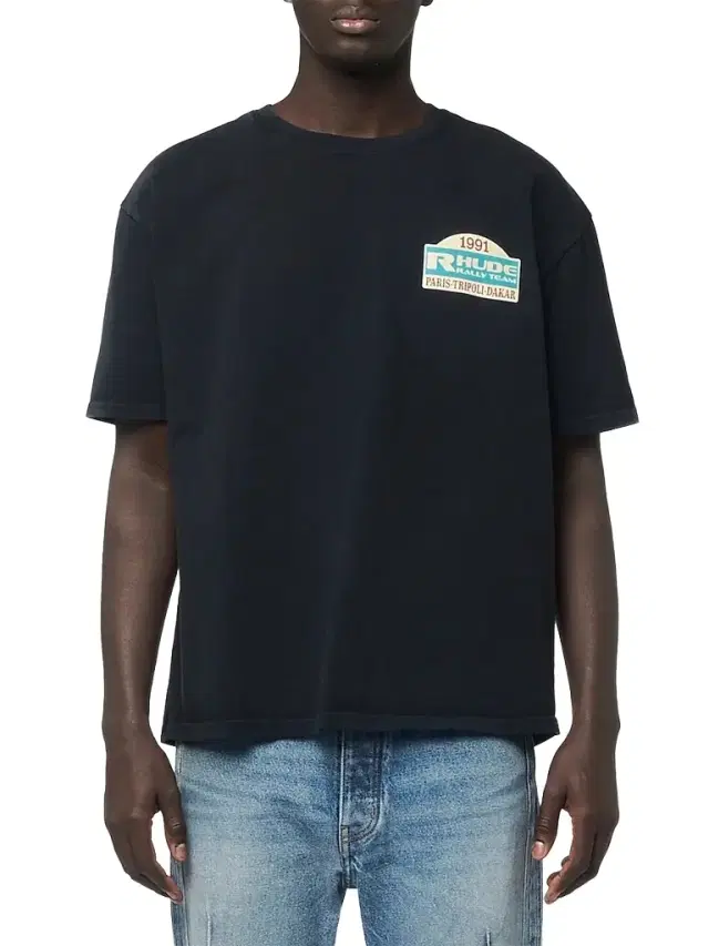 Rhude Men's Tripoli Rally Team Crewneck T-Shirt - Vintage Black Yellow
