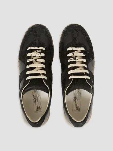 Maison Margiela Men's Replica Suede Low-Top Sneakers - Black | Thumbnail 6 Maison Margiela Men's Replica Suede Low-Top Sneakers - Black | Thumbnail 6