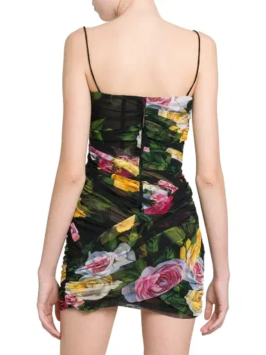 Dolce & Gabbana Women's Floral Tulle Wrapped Minidress - Peonie Rose Nero | Thumbnail 5