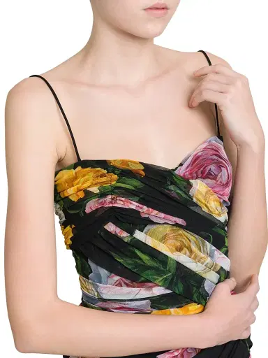 Dolce & Gabbana Women's Floral Tulle Wrapped Minidress - Peonie Rose Nero | Thumbnail 7