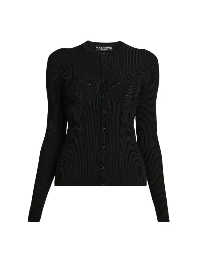 Dolce & Gabbana Women's Molded Rib-Knit Cardigan - Nero