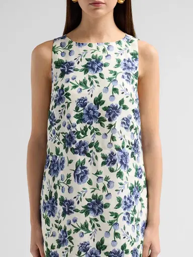 Peony Women's Enamour Floral Linen Shift Mini Dress - Provence - Size Large | Thumbnail 5 Peony Women's Enamour Floral Linen Shift Mini Dress - Provence - Size Large | Thumbnail 5
