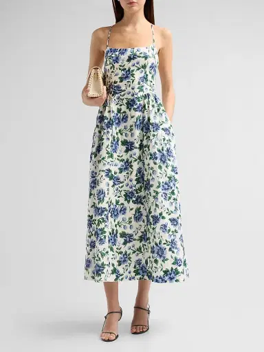 Peony Women's Enamour Floral Linen Midi Dress - Provence - Size Large | Thumbnail 2