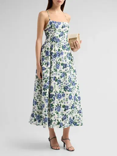 Peony Women's Enamour Floral Linen Midi Dress - Provence - Size Large | Thumbnail 4
